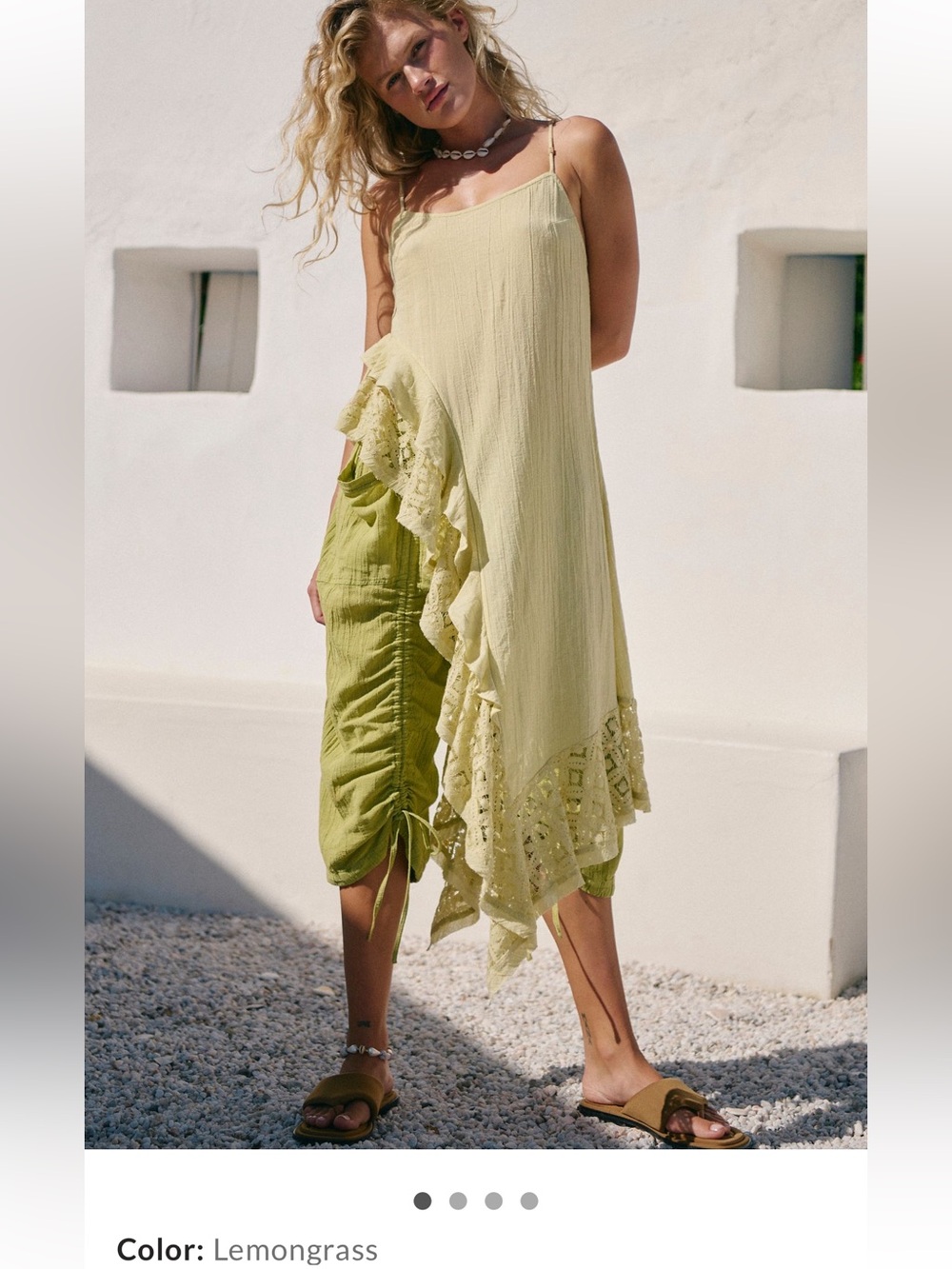 Free People Maisie Top in Lemongrass Asymmetric Ruffle Tunic